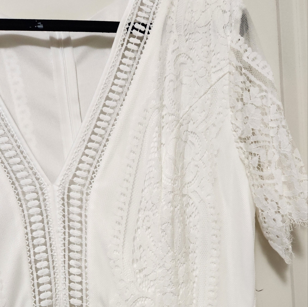 🌿Bdcoco V Neck Floral Lace Wedding Dress Short Sleeve 🌿